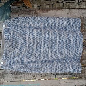 BANANA REPUBLIC BLUE &WHITE MIDI SKIRT